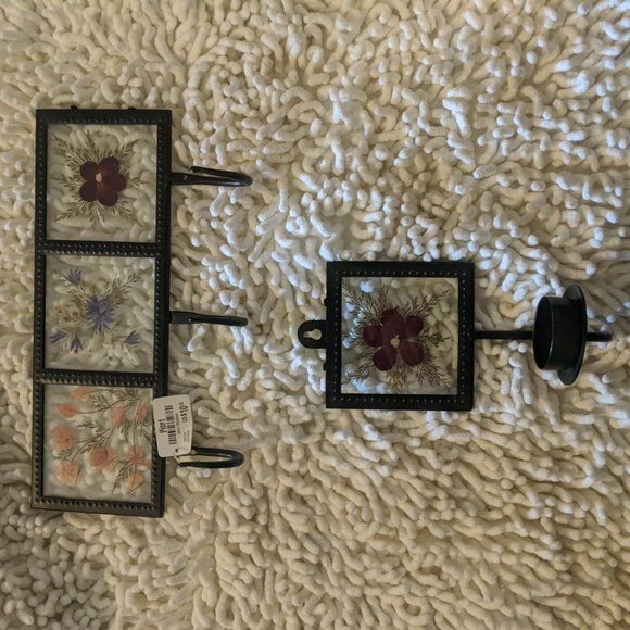 NWT set of Pier 1 pressed flowers hanging hooks and 1 hanging tealight holder - Picture 1 of 8